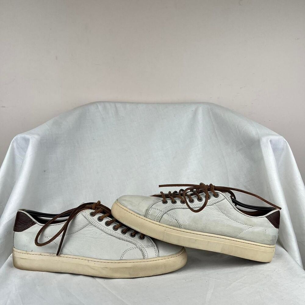 Frye Men's Walker Low Lace Fashion Sneaker White Leather Size 9.5